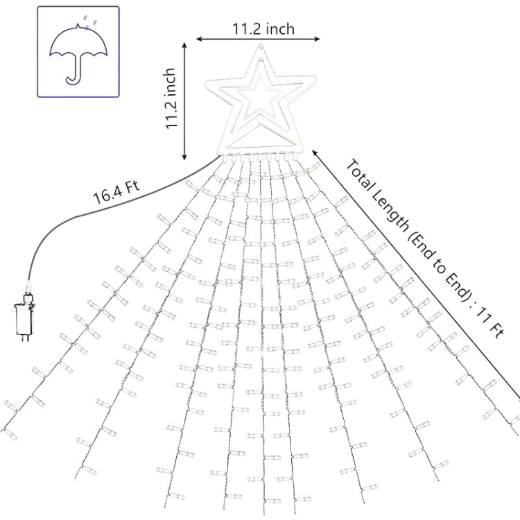 10LM 350 LED Star Waterfall Light Christmas Tree String Lights Outdoor Meteor Light, Plug Spec: