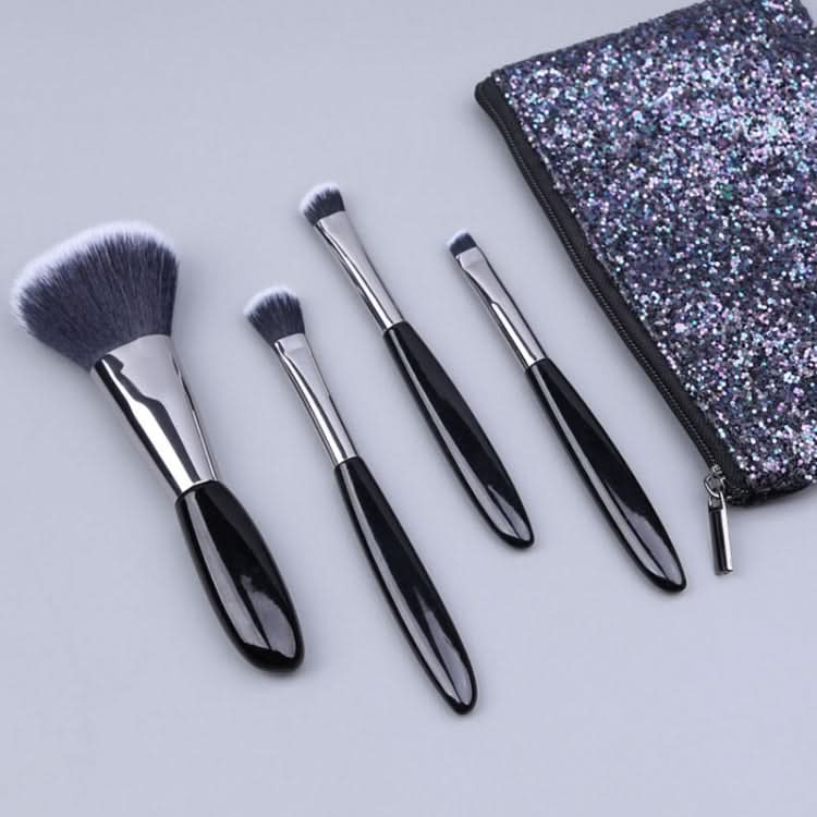 4 In 1 Black Pebbles Makeup Brush Set Eyeshadow Brush Foundation Brush Portable Makeup Brush,Style:-Reluova