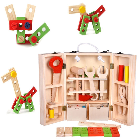 Wooden Carpenter Tool Set Maintenance Box Wooden Educational Toy for Children