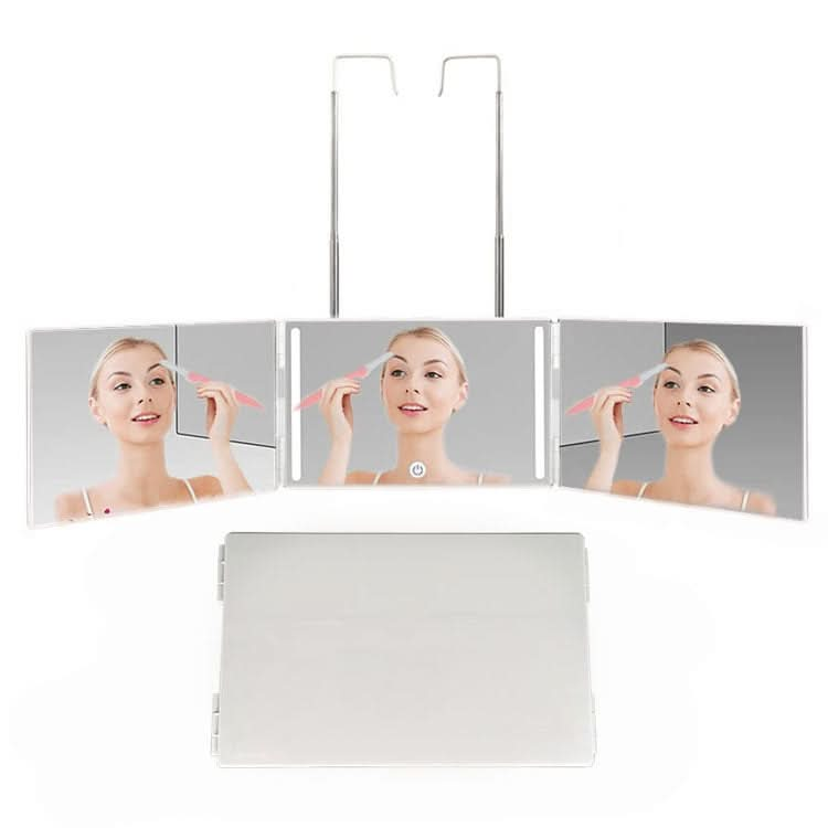 Three-Sided Mirror With LED Light Retractable Hanging Three-Fold Mirror With 10X Magnification Small Mirror Reluova