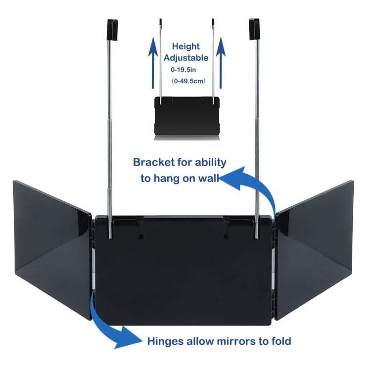 Three-Sided Mirror With LED Light Retractable Hanging Three-Fold Mirror With 10X Magnification Small Mirror Reluova