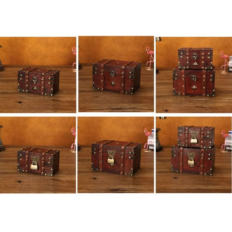 Wooden Square Vintage Jewelry Storage Box Indoor Shooting Props,Specification： Reluova