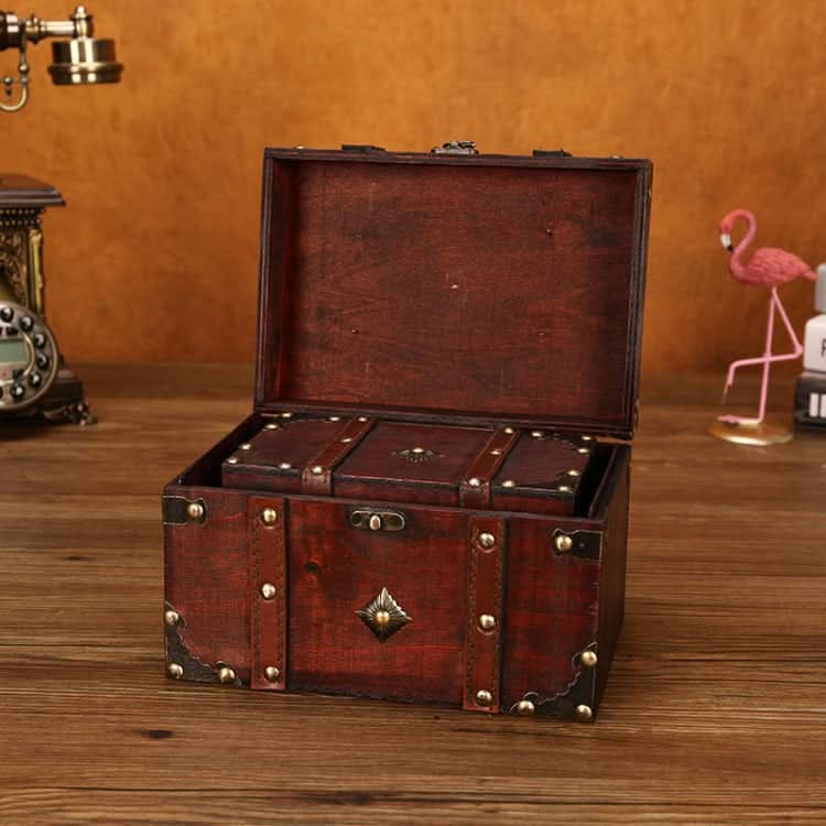 Wooden Square Vintage Jewelry Storage Box Indoor Shooting Props,Specification： Reluova