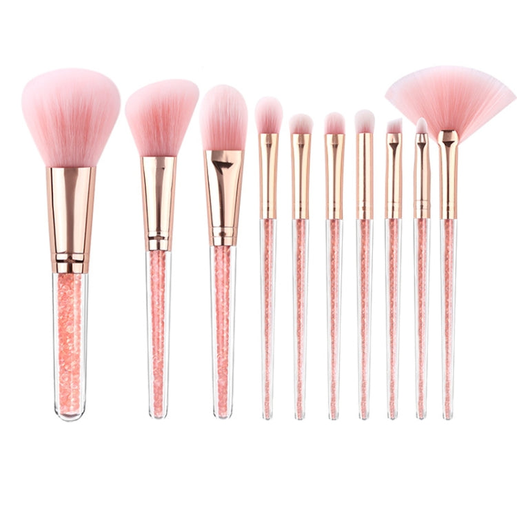 ZOREYA 10 In One Pink Crystal Transparent Handle Makeup Brush Set Makeup Tools,Style: