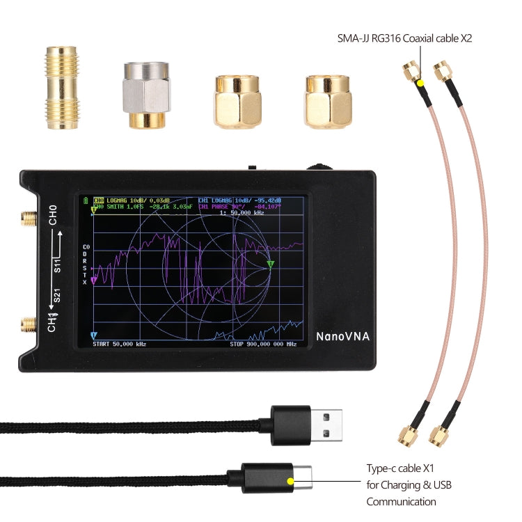 NANOVNA-H Upgraded Version 2.8 Inch TFT 50Khz-1.5Ghz Vector Network Antenna Analyzer MF HF VHF UHF With SD Card Slot Without Card