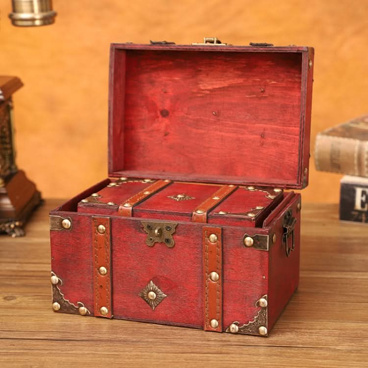 Antique Square Jewelry Storage Box Film And Television Props Wooden Box，Specification： Reluova