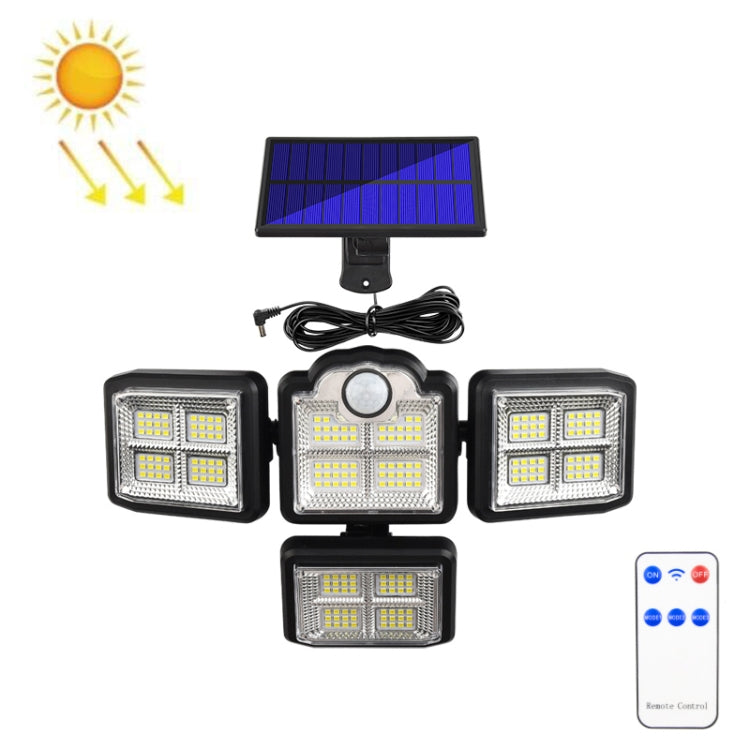 TG-TY085 Solar 4-Head Rotatable Wall Light with Remote Control Body Sensing Outdoor Waterproof Garden Lamp, Style: