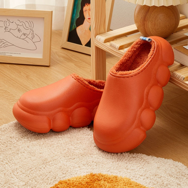 Indoor And Outdoor Pure Color Soft Waterproof Thick-Soled Cotton Slippers Reluova