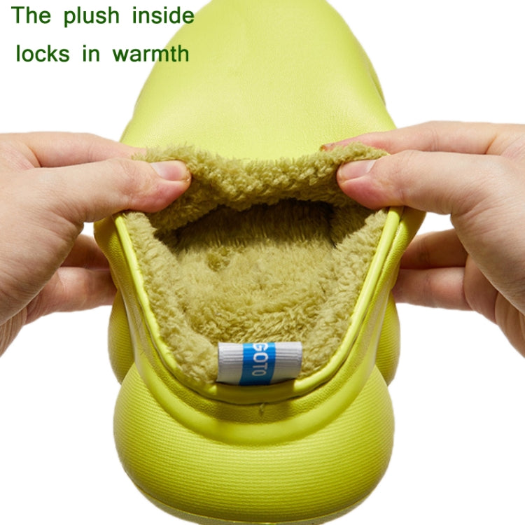 Indoor And Outdoor Pure Color Soft Waterproof Thick-Soled Cotton Slippers Reluova