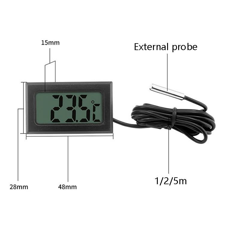 Fish Tank Digital Thermometer Waterproof Probe Electronic Measuring Thermometer, Line Length: 5m (Black) - Reluova