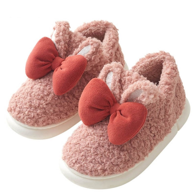 Winter Indoor Thick-Soled Rabbit Ear Bowknot Warm Cotton Slippers Reluova