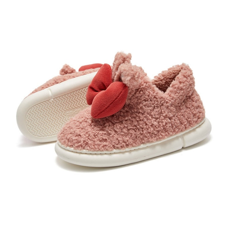 Winter Indoor Thick-Soled Rabbit Ear Bowknot Warm Cotton Slippers Reluova