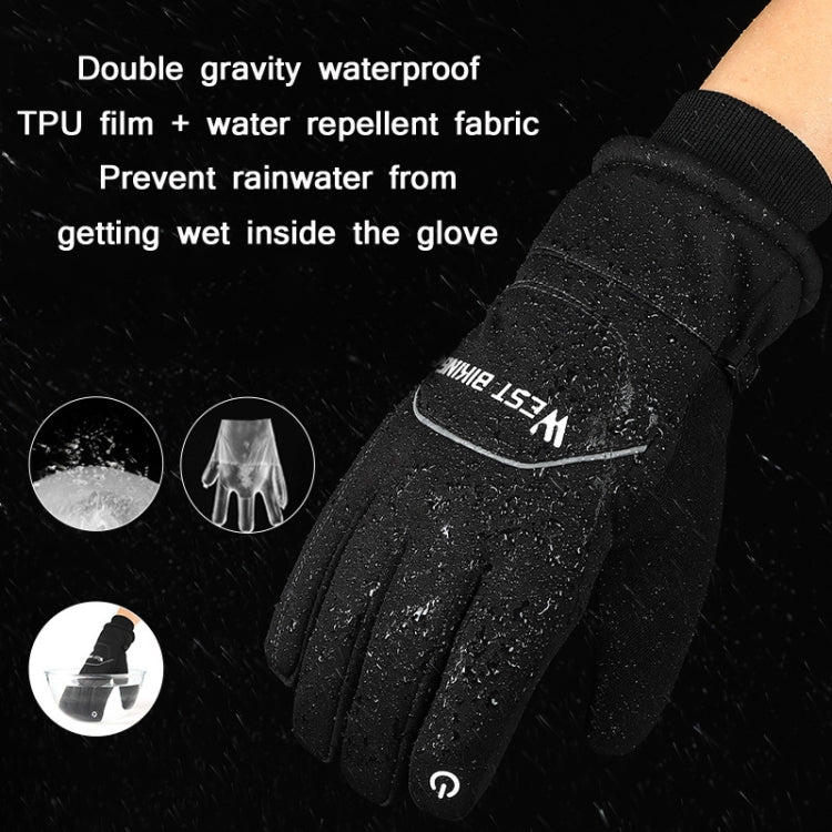 WEST BIKING YP0211221 Winter Warm Fleece Riding Gloves Non-Slip Waterproof Touch Screen Gloves Reluova