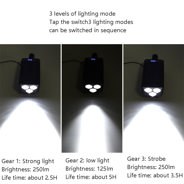 TG-ZX019 Solar Bicycle Headlight Flashlight Night Riding Strong Light USB Charging Rainproof Light Reluova