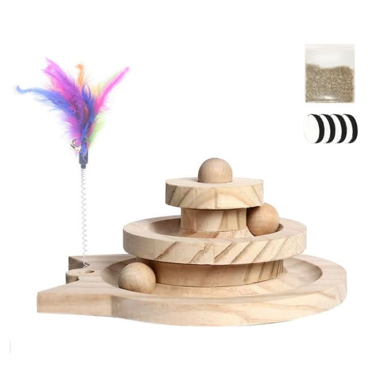 MZP01 Solid Wood Turntable Cat Toys Durable Funny Cat Stick Scratcher, Specification: - Reluova