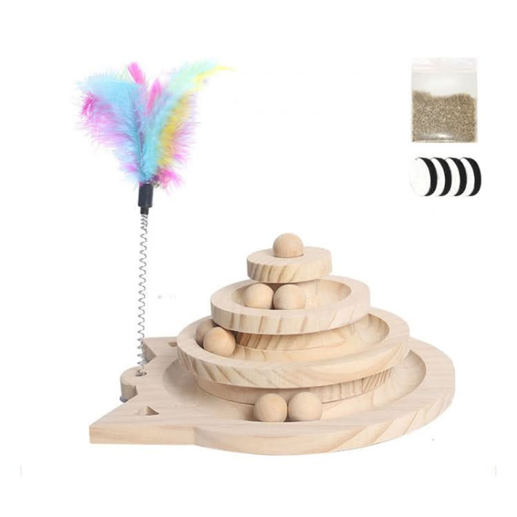 MZP01 Solid Wood Turntable Cat Toys Durable Funny Cat Stick Scratcher, Specification: - Reluova