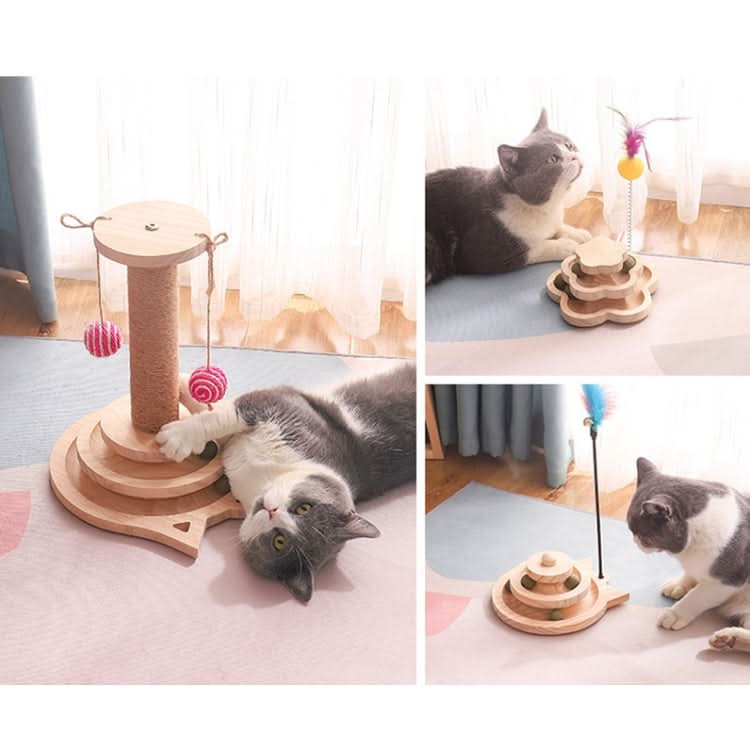 MZP01 Solid Wood Turntable Cat Toys Durable Funny Cat Stick Scratcher, Specification: - Reluova