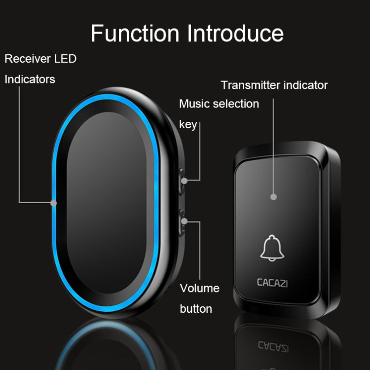 CACAZI A80 1 For 1 Wireless Music Doorbell without Battery