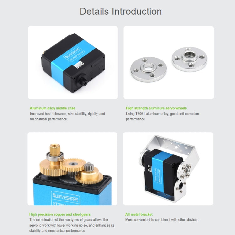 Waveshare 24703 25kg.cm Wide Range Voltage ST3020 Serial Bus Aervo Reluova