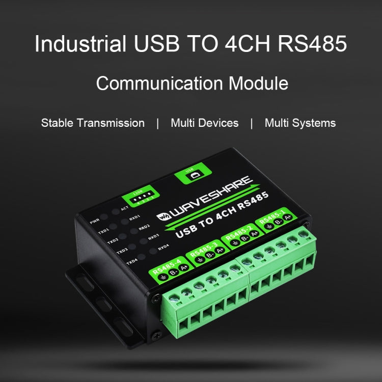 Waveshare 25219 Industrial USB To 4Ch RS485 Converter Reluova