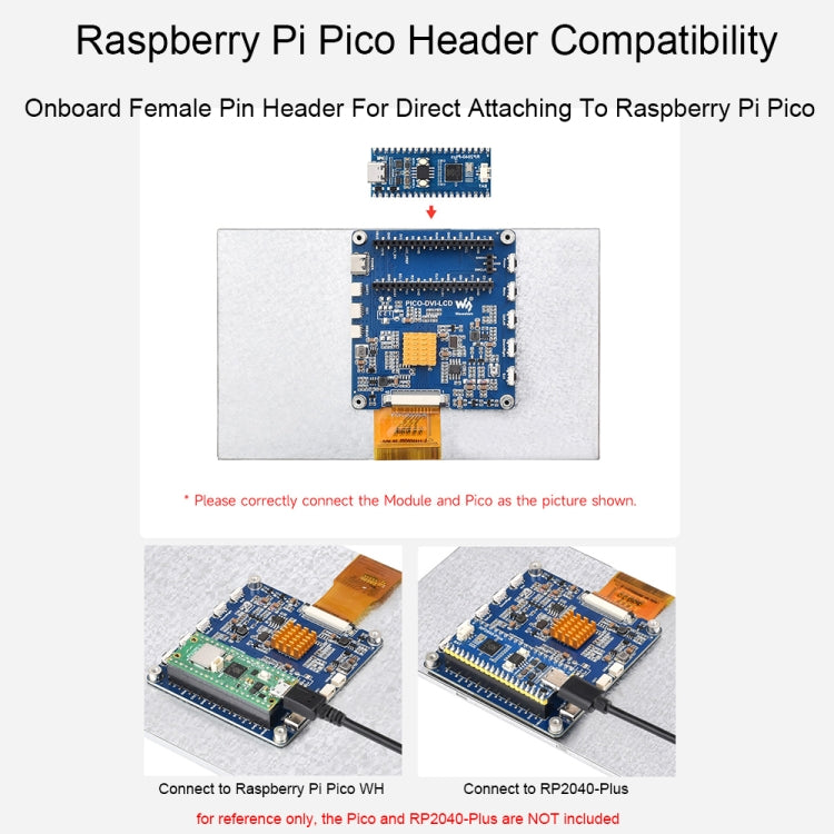 Waveshare für Raspberry Pi Pico 1024 × 600 Pixel IPS Panel DVI-Anzeigemodul