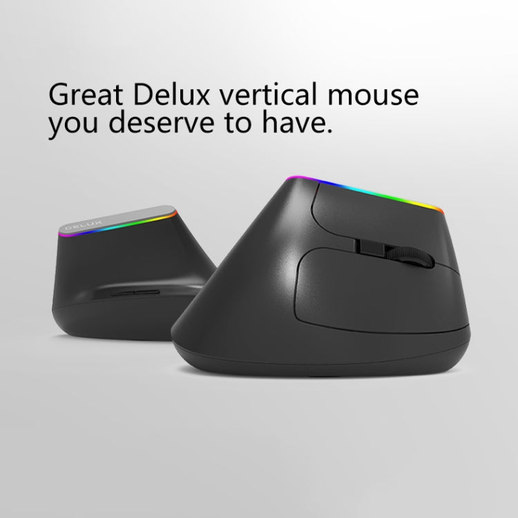 DELUX M618DB 6-Keys 1600 DPI RGB Vertical Wireless Bluetooth Dual-Mode Mouse My Store