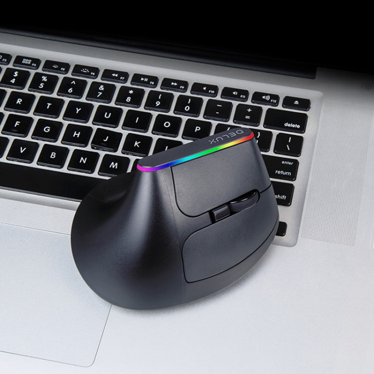 DELUX M618DB 6-Keys 1600 DPI RGB Vertical Wireless Bluetooth Dual-Mode Mouse