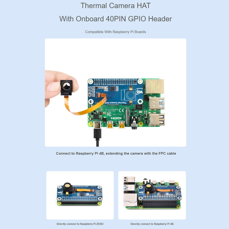 Waveshare Long-Wave IR Thermal Imaging Camera Module, 80×62 Pixels, 45°FOV