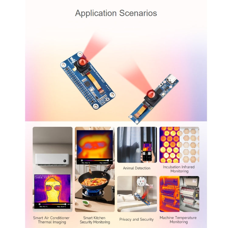 Waveshare Long-Wave IR Thermal Imaging Camera Module, 80×62 Pixels, 45°FOV