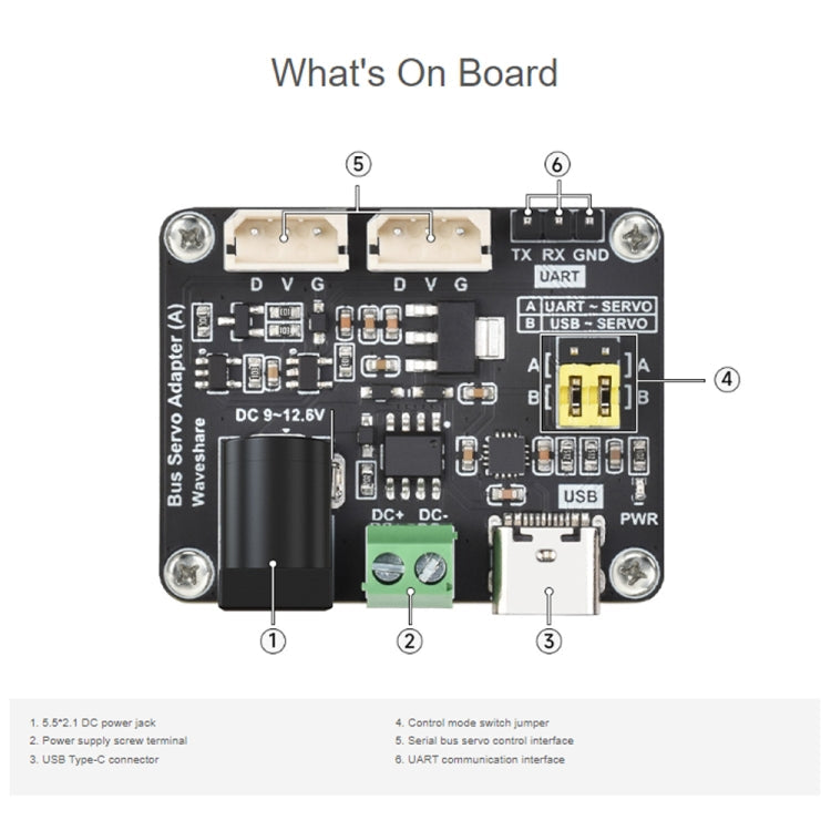 Waveshare 25514 Serial Bus Servo Driver Board, for ST/SC Series Serial Bus Servos