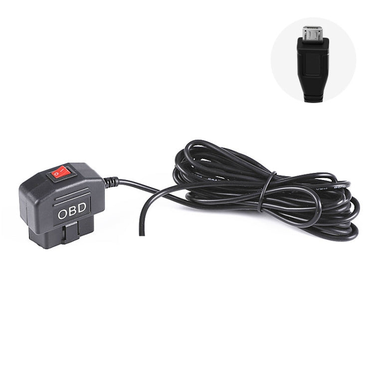 H508 OBD Car Charger Driving Recorder Power Cord 12/24V To 5V With Switch Low Pressure Protection Line, Specification: