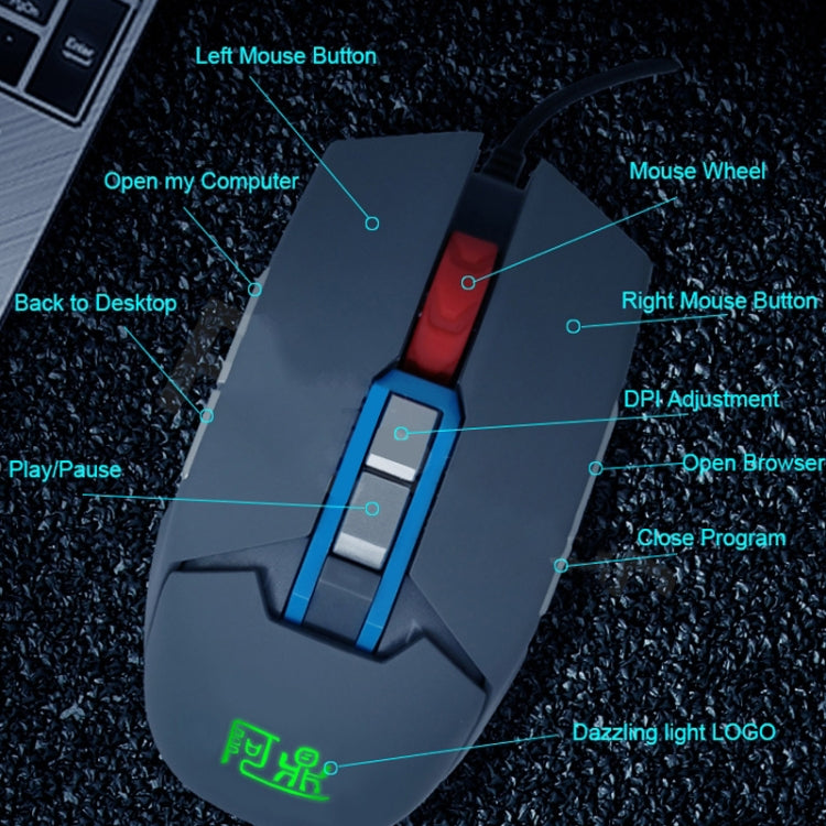 9 Keys 1600DPI Office Game USB Voice-Activated Voice Macro Programming Mouse, Cable Length: 2m My Store