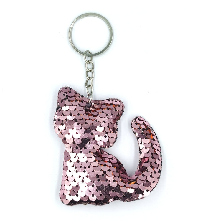 10 PCS PET Sequins Reflective Cat Keychain Bag Car Pendant