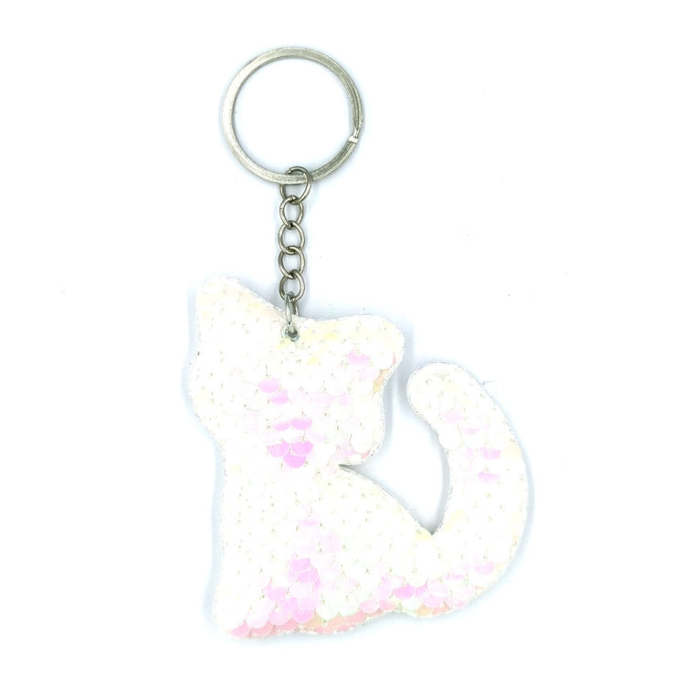 10 PCS PET Sequins Reflective Cat Keychain Bag Car Pendant