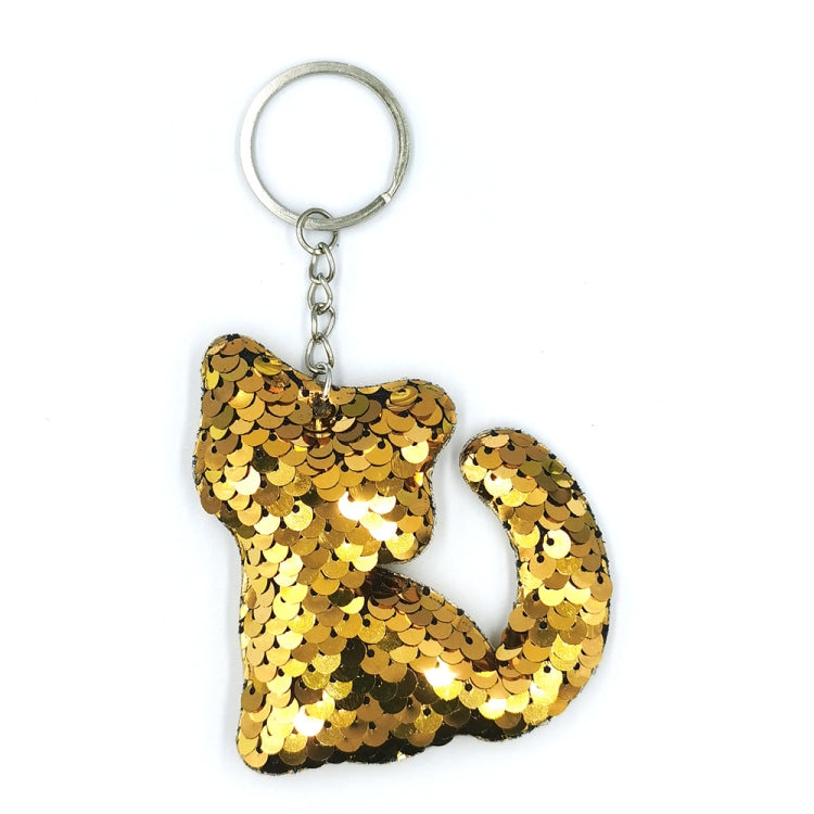 10 PCS PET Sequins Reflective Cat Keychain Bag Car Pendant