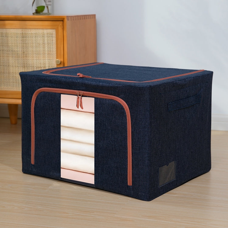 Fabric Steel Frame Quilt Clothing Storage Box Cotton Linen Storage Bag with Window