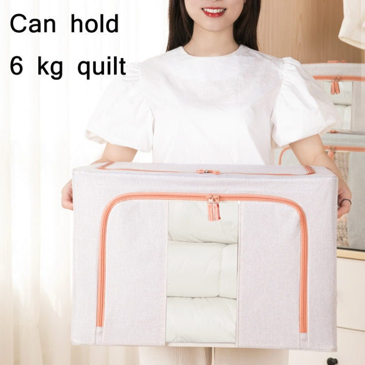 Fabric Steel Frame Quilt Clothing Storage Box Cotton Linen Storage Bag with Window