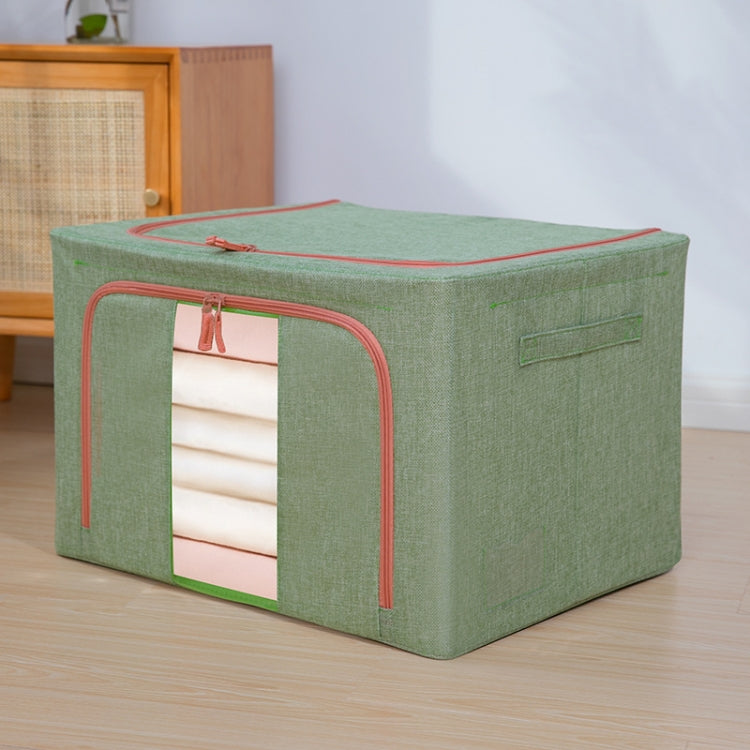 Fabric Steel Frame Quilt Clothing Storage Box Cotton Linen Storage Bag with Window