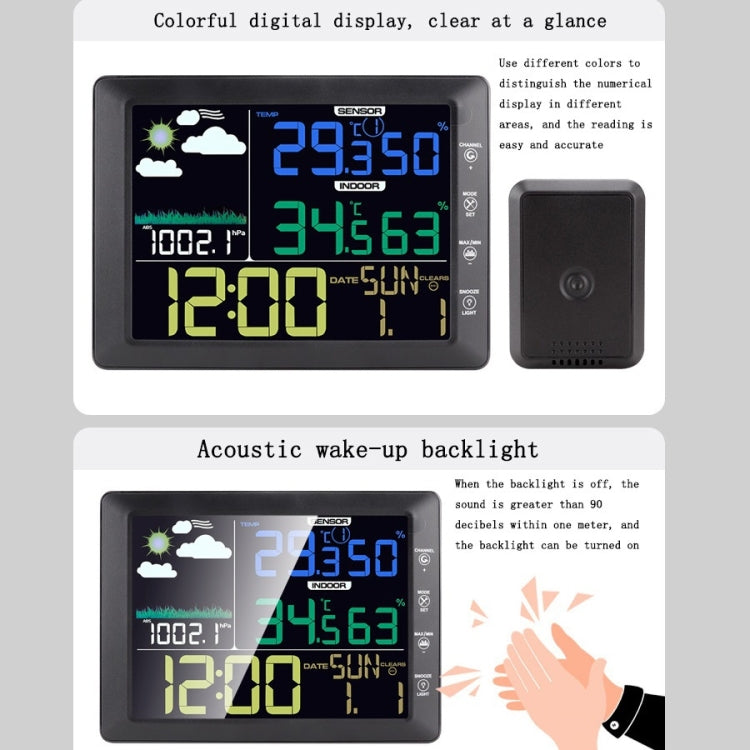 Multifunctional Wireless Colorful Screen Weather Clock Indoor And Outdoor Thermohygrometer Reluova