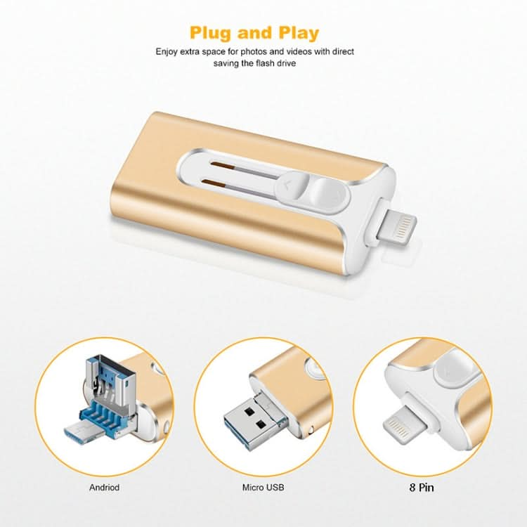 Micro USB + 8 Pin + USB 2.0 3 in 1 Mobile Phone Computer U-Disk