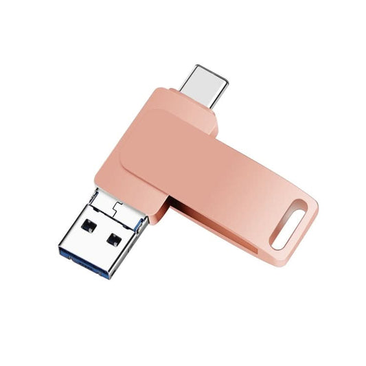 USB 3.0 + 8 Pin + USB-C / Type-C 3 in 1 Phone Computer Metal Rotatable U-Disk