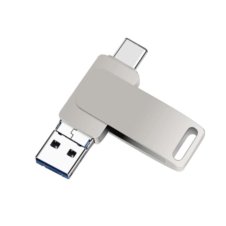 USB 3.0 + 8 Pin + USB-C / Type-C 3 in 1 Phone Computer Metal Rotatable U-Disk