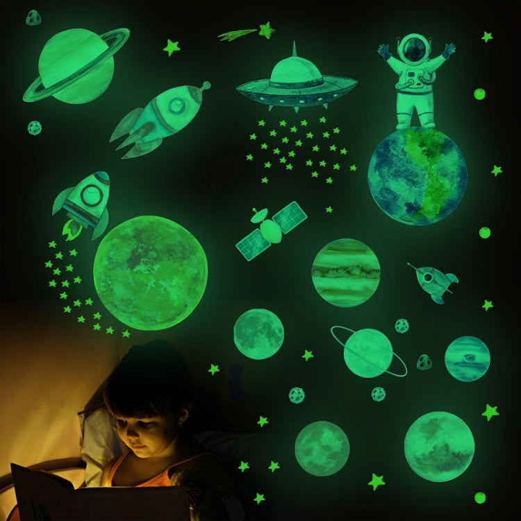 Children Room Decoration Planet Astronaut Rocket UFO Cartoon Element Luminous Wall Sticker My Store