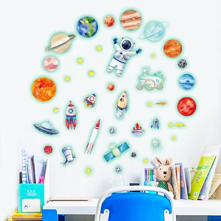 Children Room Decoration Planet Astronaut Rocket UFO Cartoon Element Luminous Wall Sticker My Store