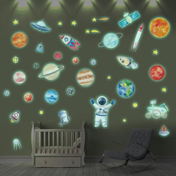 Children Room Decoration Planet Astronaut Rocket UFO Cartoon Element Luminous Wall Sticker My Store