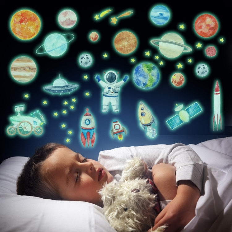 Children Room Decoration Planet Astronaut Rocket UFO Cartoon Element Luminous Wall Sticker My Store