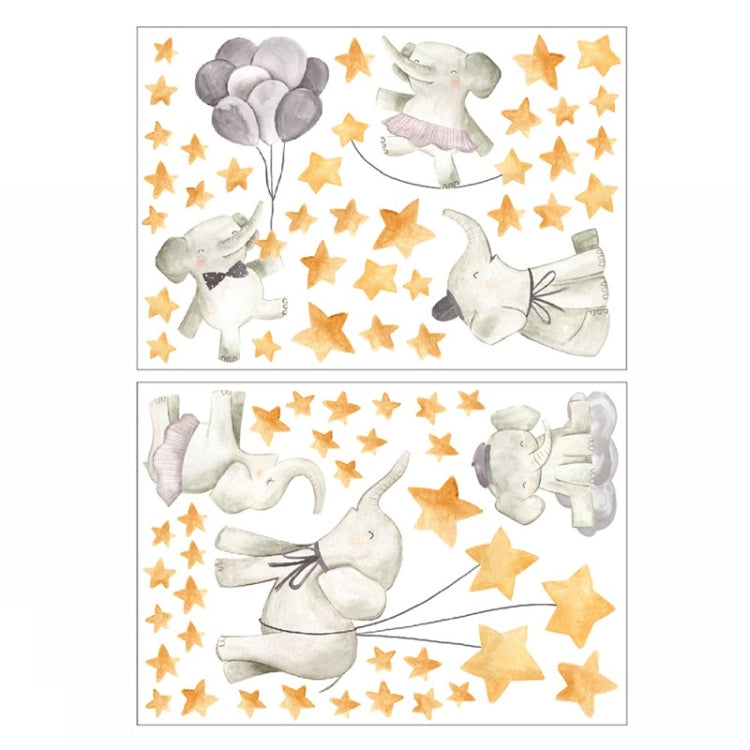 2 PCS/Set YG016 Cartoon Animal Element Star Baby Elephant Luminous Wall Sticker-Reluova