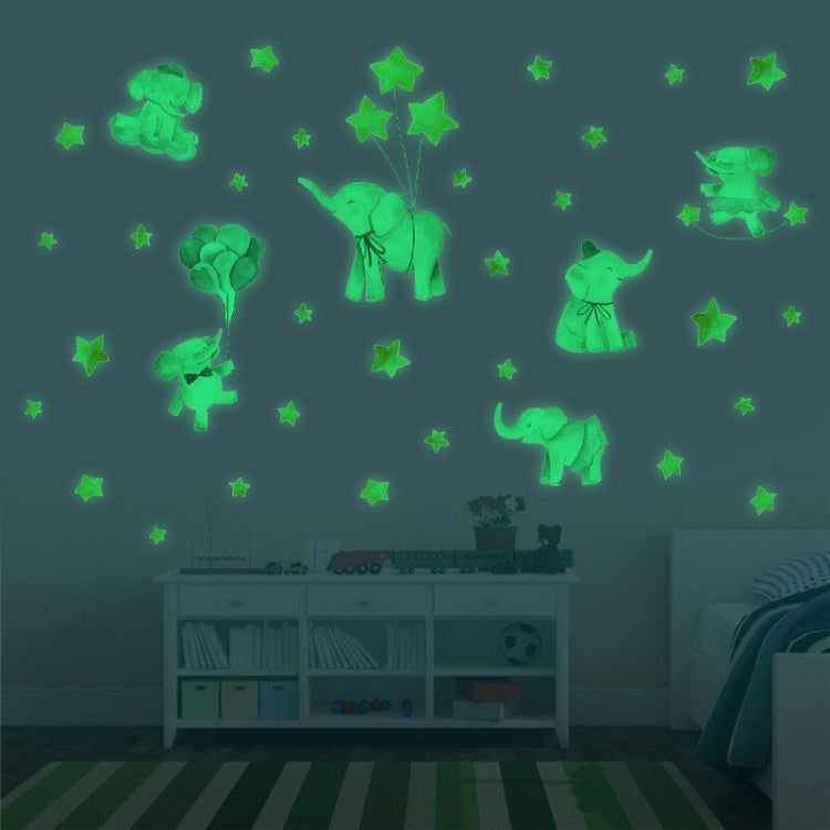 2 PCS/Set YG016 Cartoon Animal Element Star Baby Elephant Luminous Wall Sticker-Reluova