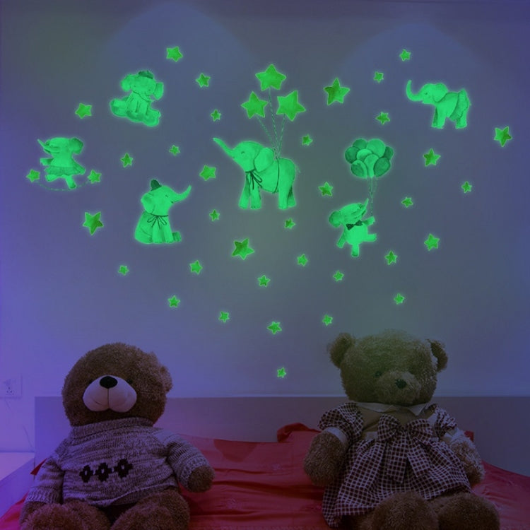 2 PCS/Set YG016 Cartoon Animal Element Star Baby Elephant Luminous Wall Sticker-Reluova