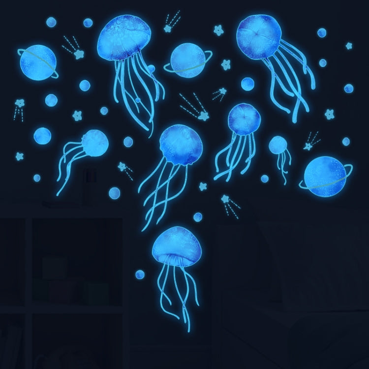 Cartoon Jellyfish Blue Light Stickers Kids Room Decoration Luminous Stickers My Store